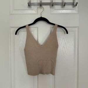 Cream knit ribbed tank